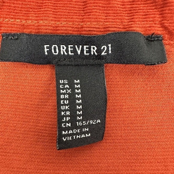 Forever 21 Womens Shirt Top Medium Cropped Corduroy Rustic Orange Oversized - Picture 7 of 11